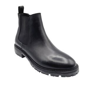 Steve Madden Leopold Black Leather Chelsea Pull-On Ankle Booties Size 6M NWT